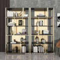 Light luxury wind metal bookshelf marble living room